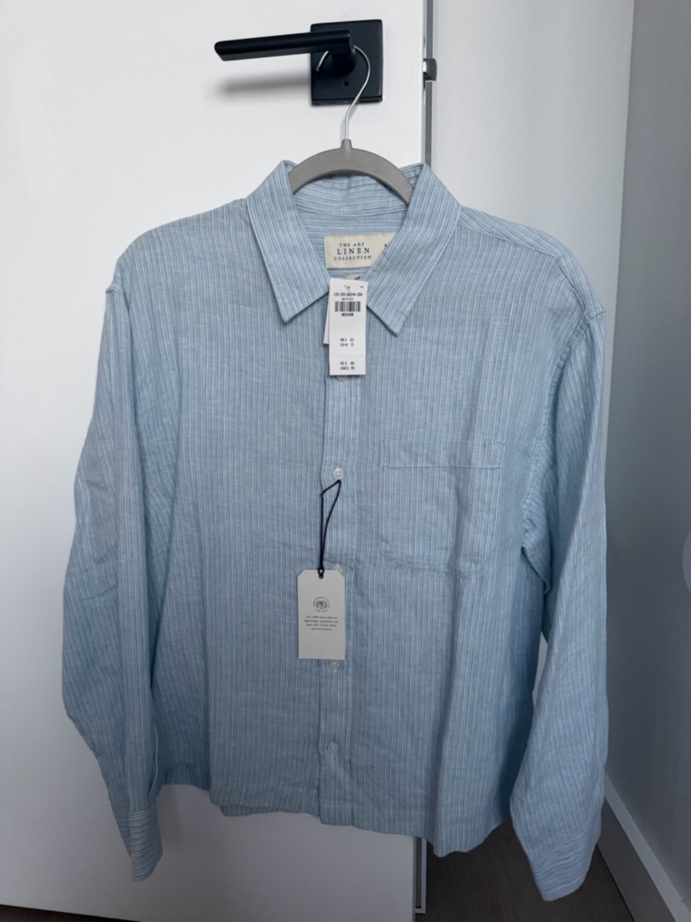 Abercrombie & Fitch Light Blue Striped Linen Button-Down Shirt